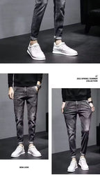 Autumn 2025 New Jeans Men's Trendy Brand Retro Casual Trousers Student Fashion Printing Elastic Skinny Jeans Men Trousers