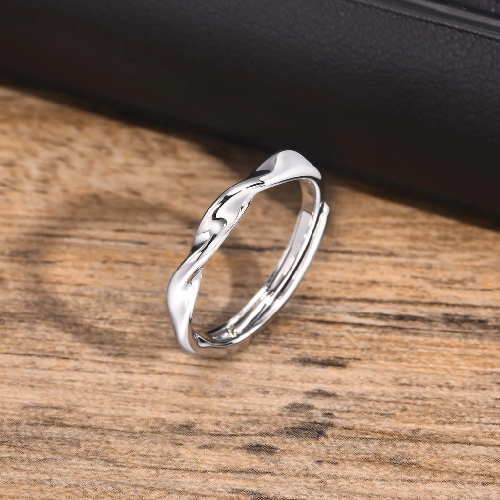 PENDRA Metal Minimalist Wedding Adjustable Ring