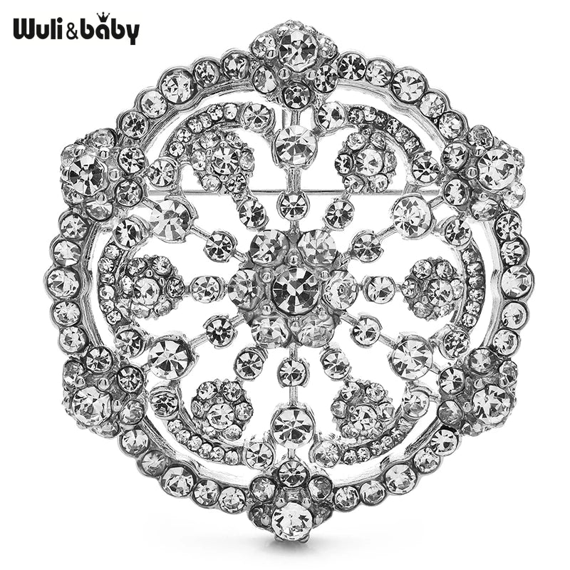 PENDRA Snowelle Sparkling Rhinestone Snowflake Brooch