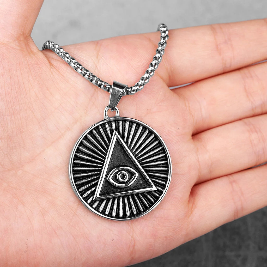 PENDRA God Eye Round Steel Necklace