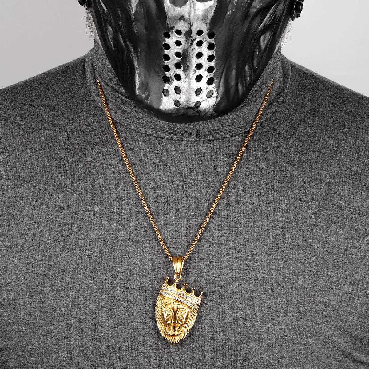 Luxury Lion King Animal Mens Long Necklaces Pendants Chain HipHop for Boy Male Stainless Steel Jewelry Creativity Gift Wholesale