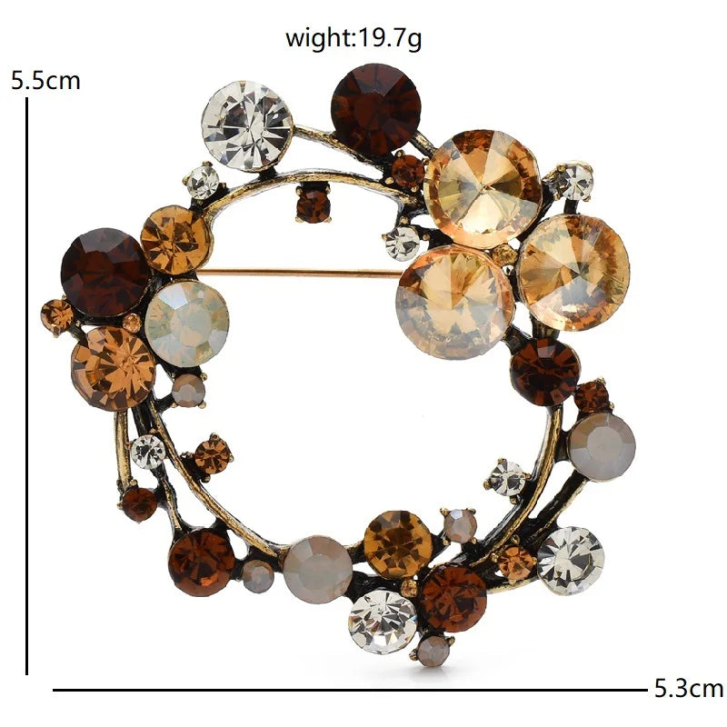 PENDRA Wreathelle 3-Color Crystal Flower Wreath Brooch