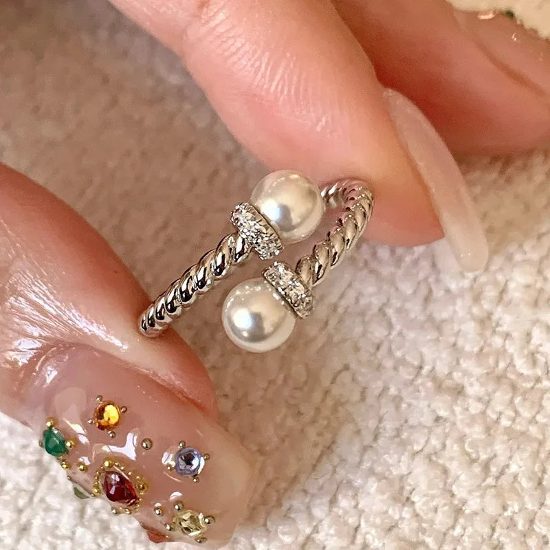 VENTFILLE 925 Sterling Silver Double Layer Vintage Twisted Ring For Female Gift Trend Open Adjustable Design Jewelry Wholesale