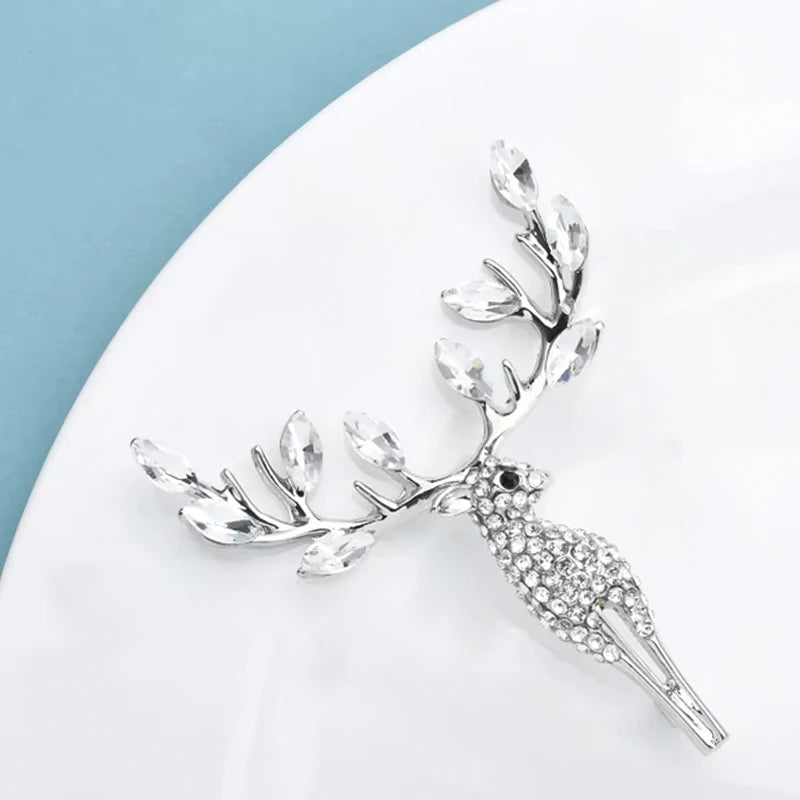 PENDRA Lucky Deer Rhinestone Animal Brooch