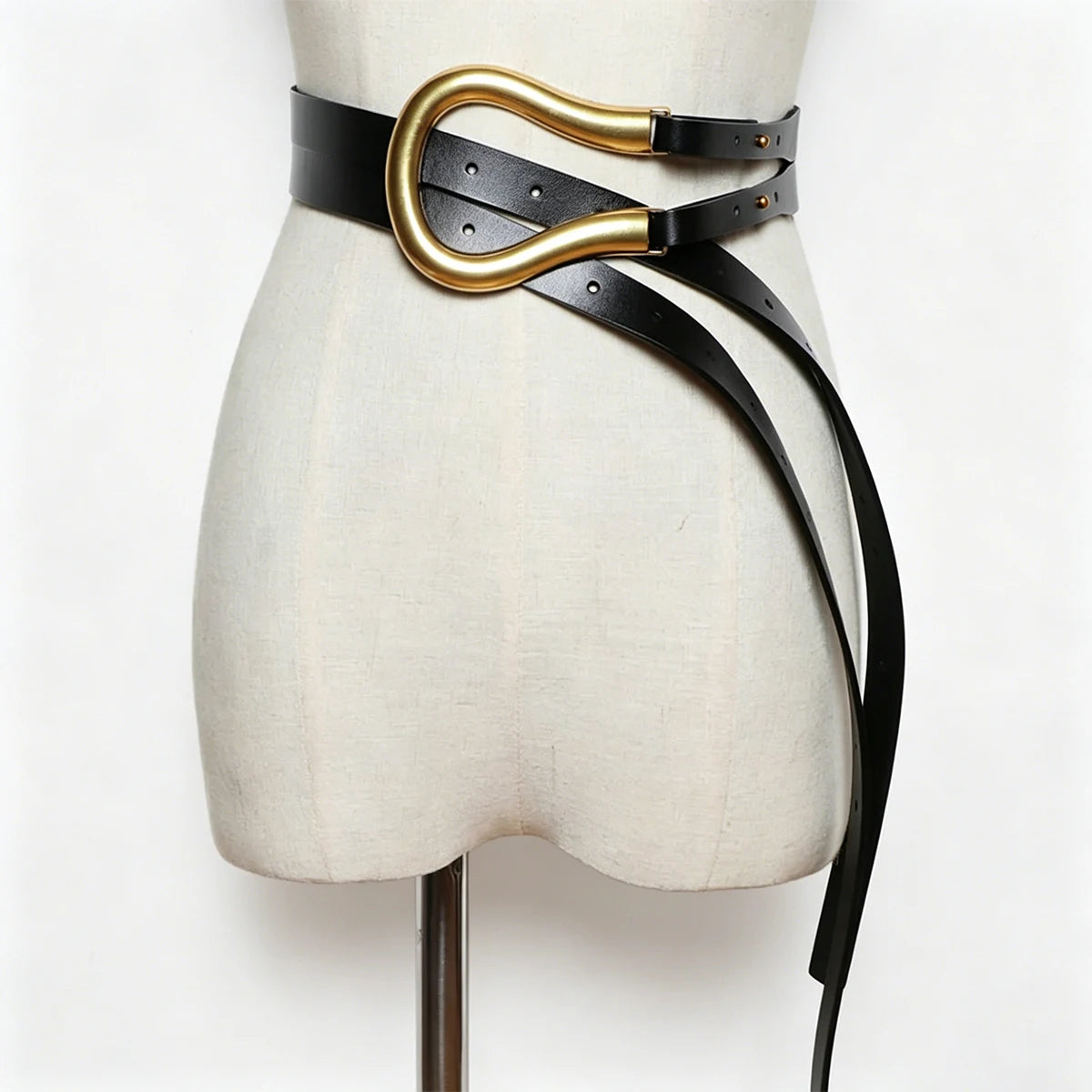 Women's Instagram Genuine Leather Belt European and American Fashion Versatile Horseshoe Buckle Decoration Suit with Dress Shirt