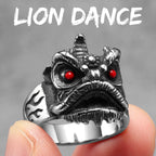 Chinese Lion Dance Unique Men Rings Stainless Steel Retro Punk Stylish Women Jewelry Fashion Accessories Gift Wholesale