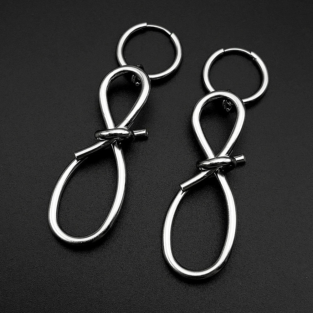 Hiphop Punk Barbed Wire Circle Earrings Stainless Steel Gothic Huggie Hoop Ear Ring Women Korean Rapper Jewelry Accessory