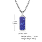 Natural Stone Square Men's Necklace,Waterproof Stainless Steel Geometric Pendant Necklace,Trendy Birthday Jewelry Gift