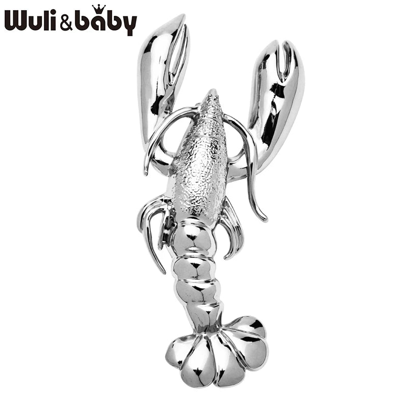 PENDRA Crystal Lobster Rhinestone Animal Brooch