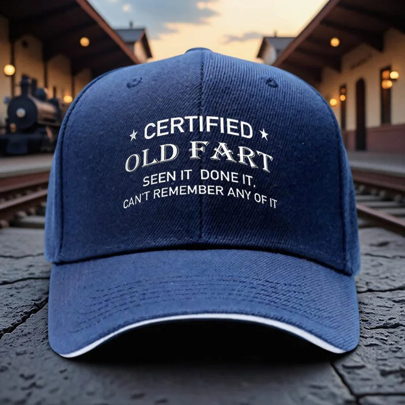 1pc Adjustable Baseball Cap Dad Hat with " Old Fart" Print - Lightweight, Comfortable Polyester cap for Men and Women, Perfect f