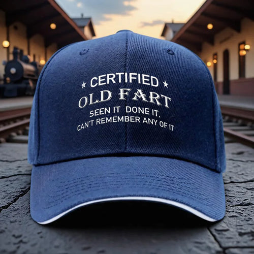 1pc Adjustable Baseball Cap Dad Hat with " Old Fart" Print - Lightweight, Comfortable Polyester cap for Men and Women, Perfect f