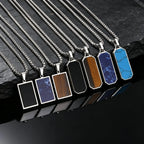 Natural Stone Square Men's Necklace,Waterproof Stainless Steel Geometric Pendant Necklace,Trendy Birthday Jewelry Gift