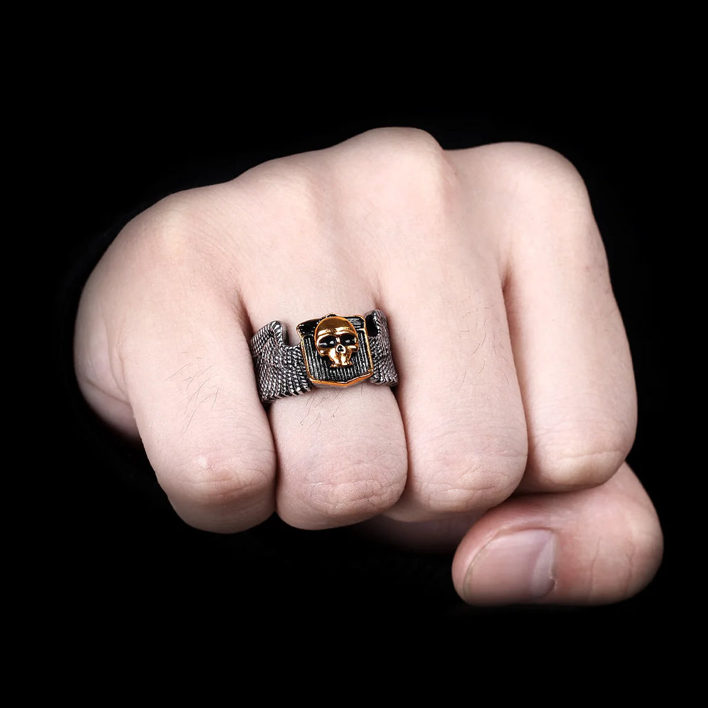 PENDRA Skull Wing Motorcycle Steel Ring