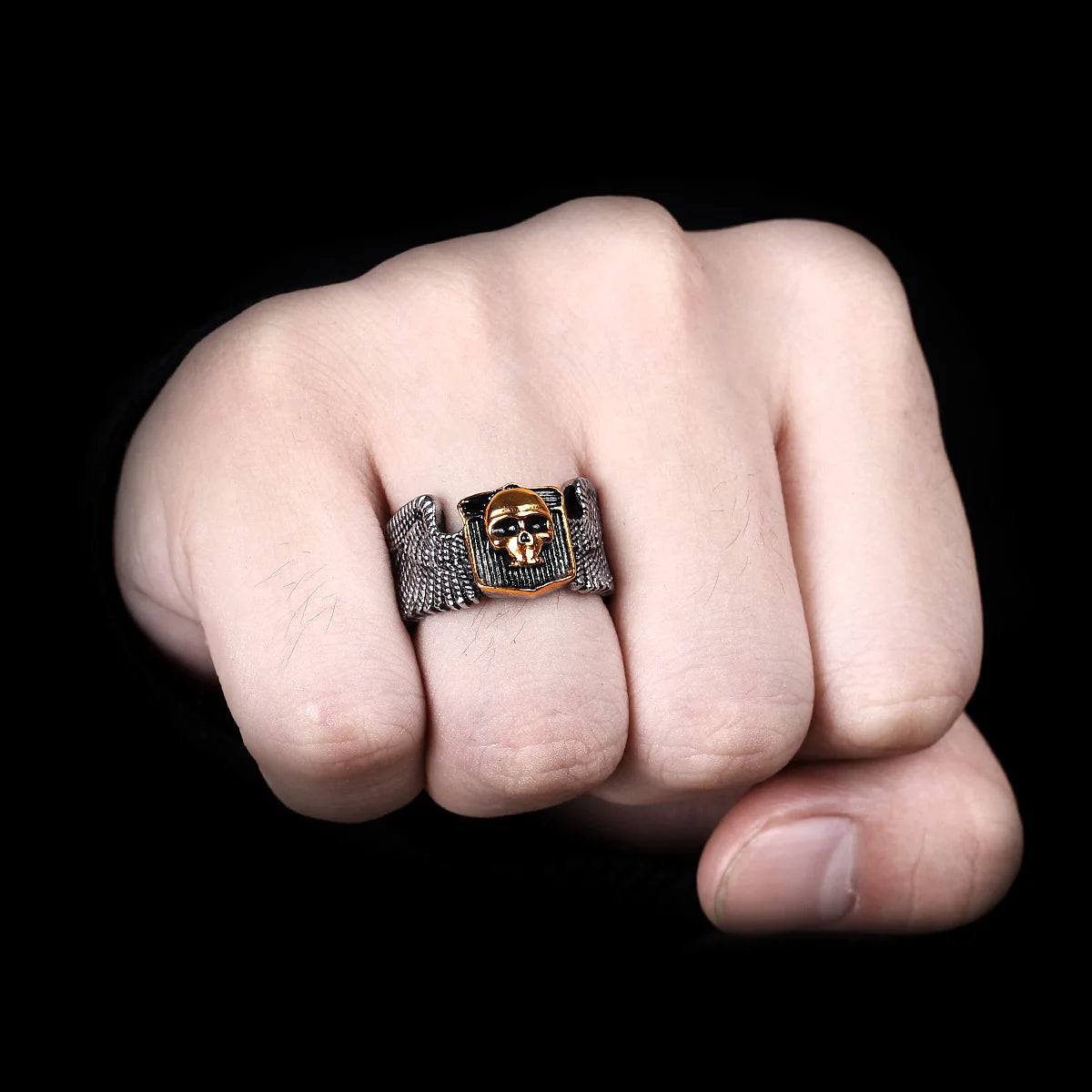 PENDRA Skull Wing Motorcycle Steel Ring