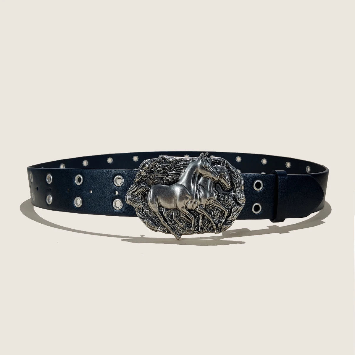 Unisex Western Cowboy PU Leather Belt For Men and Women Waist Strap Bull Horse Decoration Jeans Belt Rivet Gothic Waistband Male