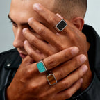 PENDRA Turquoise Tiger Eye Steel Ring