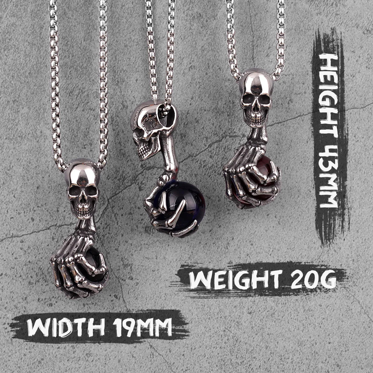 PENDRA Skull Claw Beads Steel Necklace