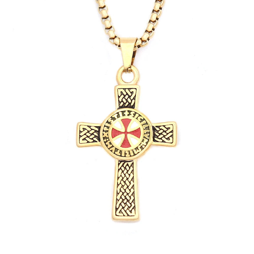 PENDRA Redcross Punk Shield Pendant Necklace