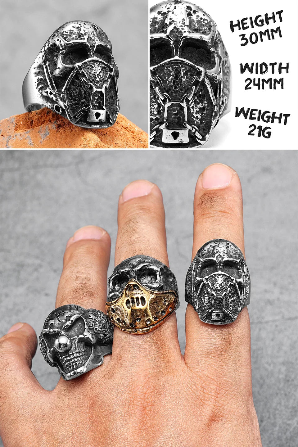 PENDRA Punk Gothic Skull Ring