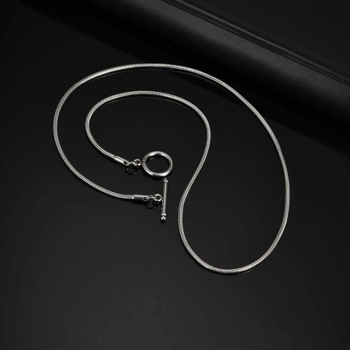 2mm Classic Round Snake Chain Necklace for Men Boys,50cm Toggle Chain Link Collar,Simple Easy Clasps Chains