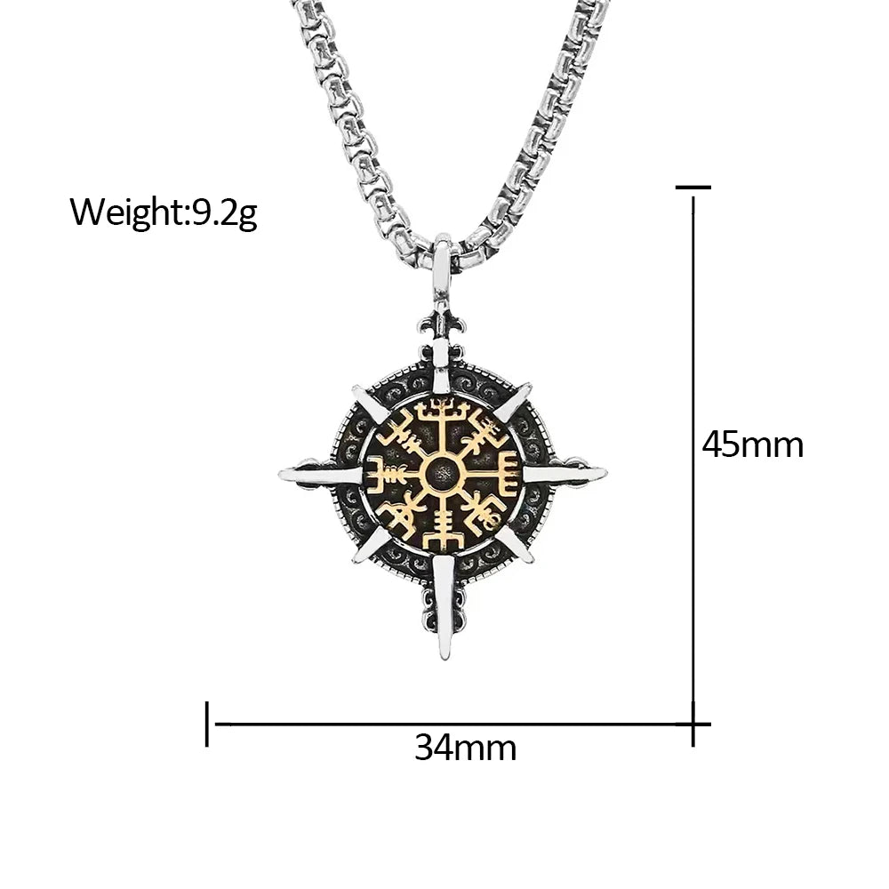 PENDRA Vegvisir Viking Compass Pendant Necklace