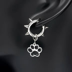 Dark Punk Dog Paw Rivet Earrings For Women Men Stainless Steel Silver Color Gothic Punk Trendy Hoop Ear Rings Jewelry Gifts