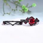 PENDRA Black Rose Red Ring