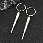 Gothic Silver Color Rivet Drop Earrings for Women Men Punk Hip Hop Metal Geometric Cone Pendant Earrings Y2K Party Jewelry Gift