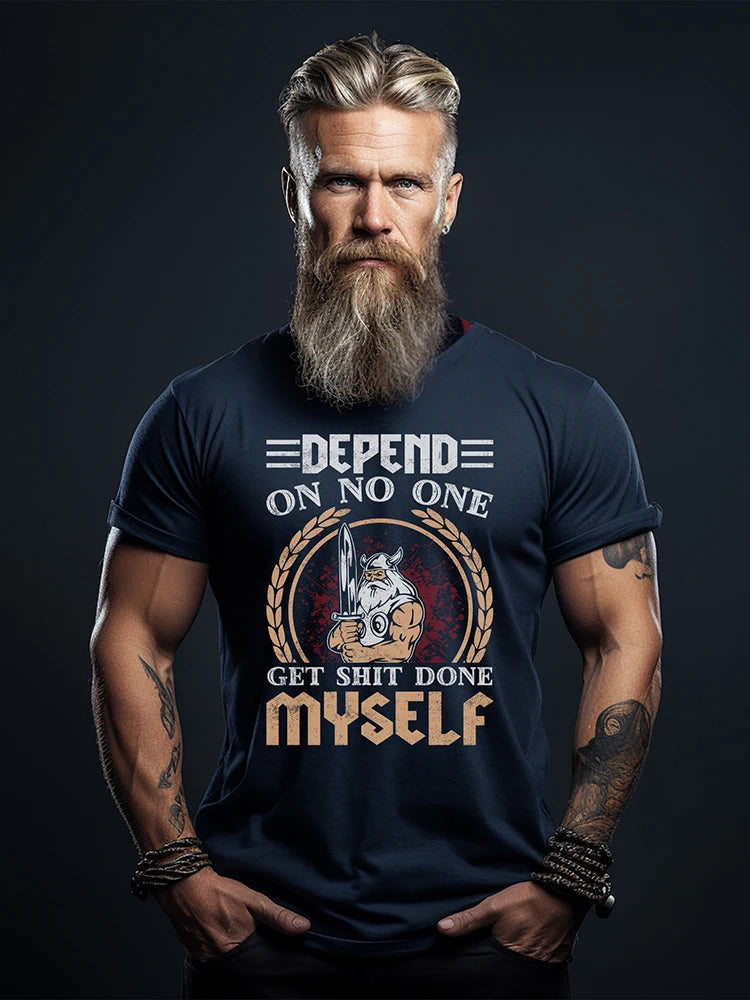 Summer Everyday Casual Men's T-shirt Fashionable Street Men's T-shirt Outdoor Sports Comfort Men's Short Sleeve Top Viking Print