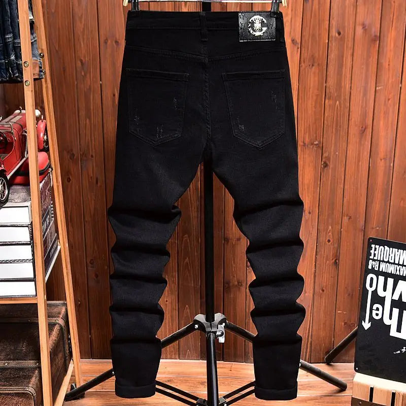 PENDRA Korean Black Elastic Jeans