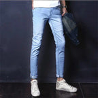 New Youths Men's Summer Jeans Stylish and Durable Trendy Denim Pants Korean Style Men's Slim Fit Cowboy Solid Denim Pants