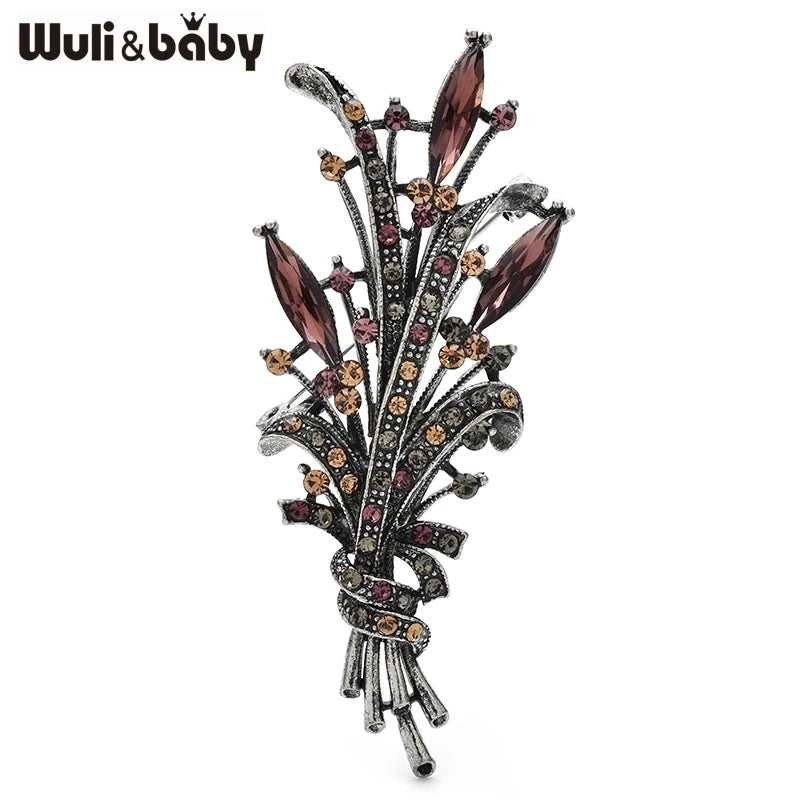 PENDRA Wheatley Vintage Rhinestone Bouquet Brooch