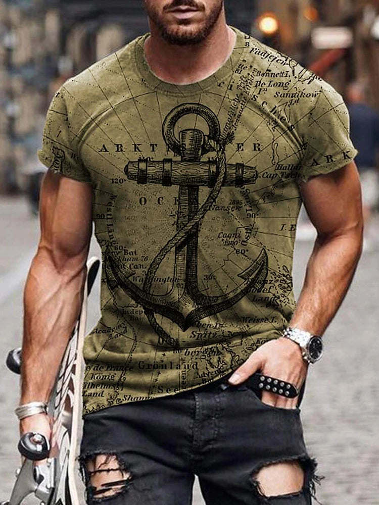 Summer Casual Everyday Men's T-shirt Outdoor Street Fashion Short-sleeved Top Father's Day Gift Monogram Printed Men's T-shirt
