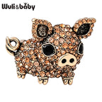 PENDRA Pigletique Enamel Rhinestone Pig Brooch