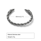 Norse Viking Viking Cuff Bangle Bracelets for Men Boyfriend, Retro Silver Color Stainless Steel Twisted Rope Wristband Gift
