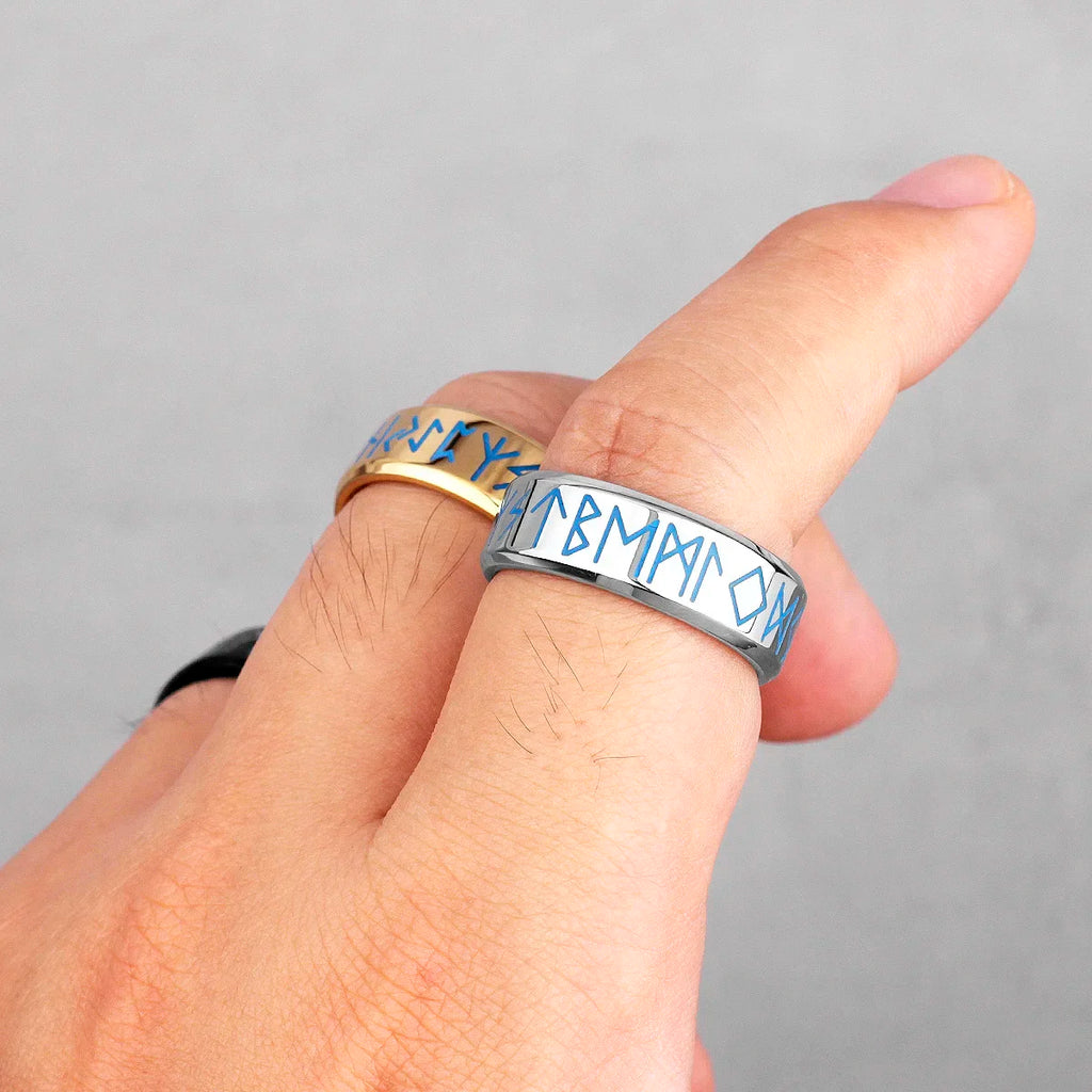 PENDRA Rune Luminous Nordic Steel Ring