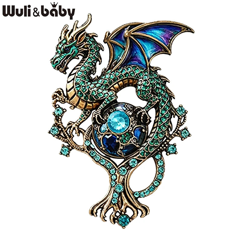 PENDRA Dragon US-Flag Animal Brooch