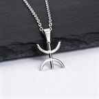 Africa Berbers Symbol Necklace for Men,Stainless Steel Amazigh ⵣ Letter Necklace,Ethnic Amulet Jewelry
