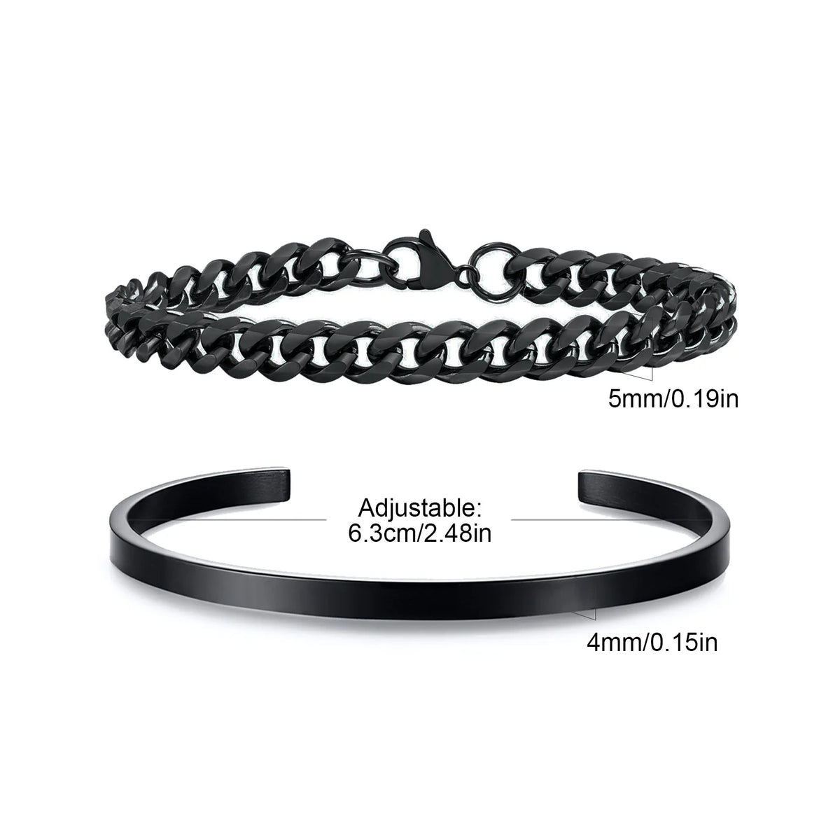 5mm Cuban Chain Bracelet for Men Boys,Waterproof Stainless Steel Cuff Bangle,Simple Minimalist Jewelry Gift