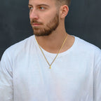 Initials Necklace for Men Boys,Stainless Steel A-Z 26 Letters Pendant with Twisted Rope Chain Cuban Chain Gift,50CM/19.5"