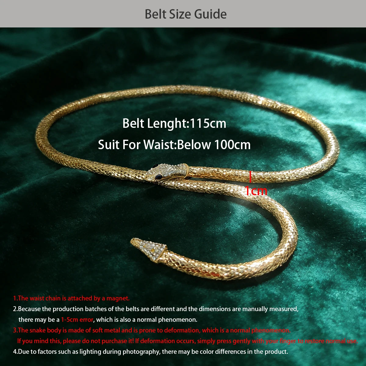 PENDRA Noraaya Rhinestone Snake Gothic Belt