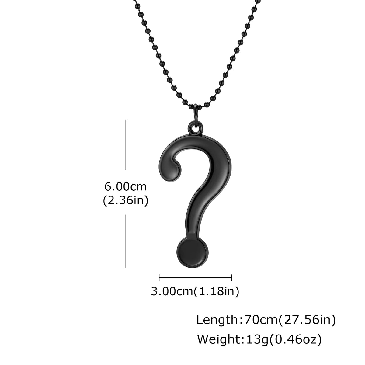 Black Question Mark Pendant Necklace for Men,Punk Gothic Y2K Chain Streetwear Statement Jewelry Gift for Him