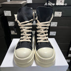 PENDRA Italy Gothic Black Canvas 6cm Platform Zip Ankle Boots