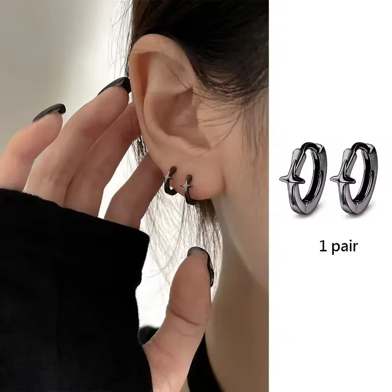 VENTFILLE 925 Sterling Silver Black Agate Earring for Women Geometry Water Droplets Versatile Design Gift Jewelry Dropshipping