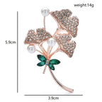 PENDRA Ginkgo Rhinestone Ginkgo Leaf Brooch