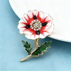 PENDRA Poppy Bloom Enamel Floral Brooch