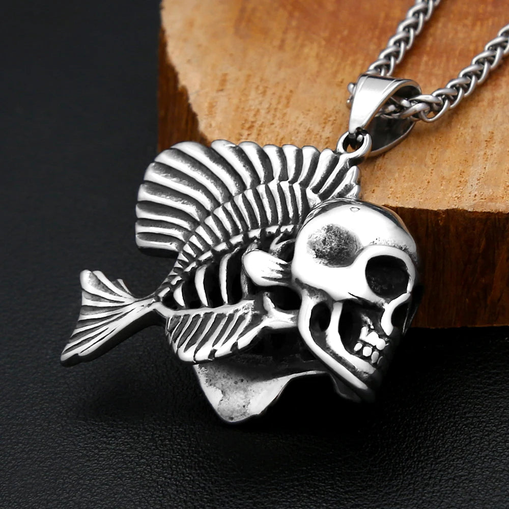 PENDRA Fishbone Skull Pendant