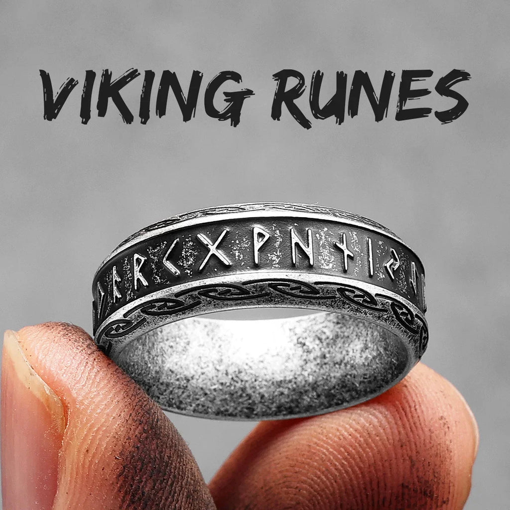 PENDRA Runes Rock Stranger Steel Ring