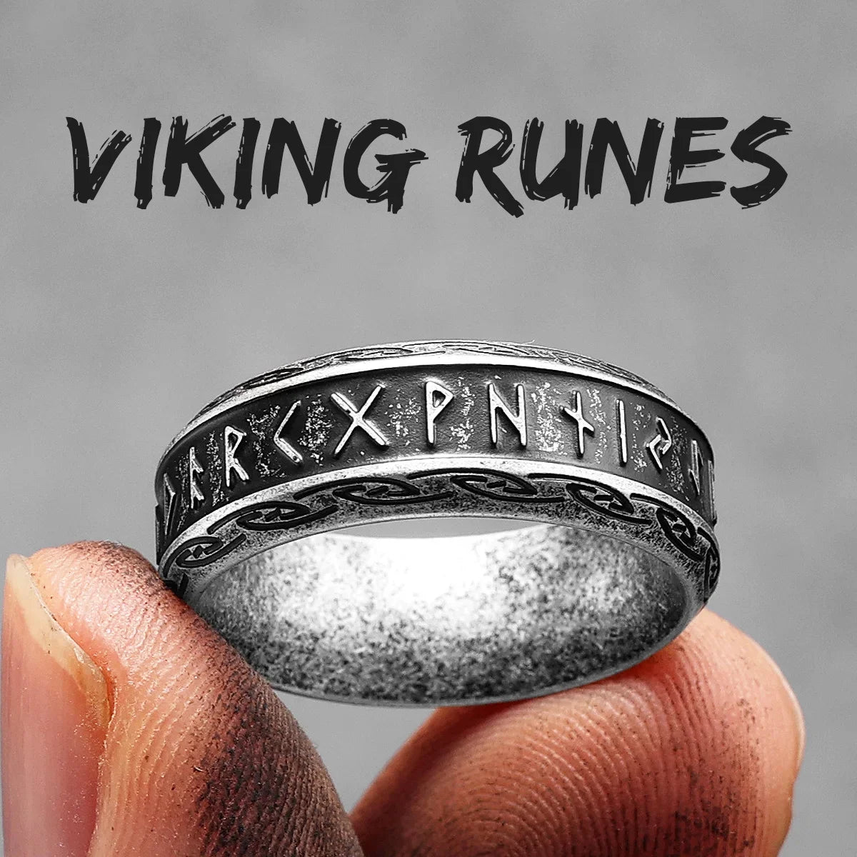 PENDRA Runes Rock Stranger Steel Ring