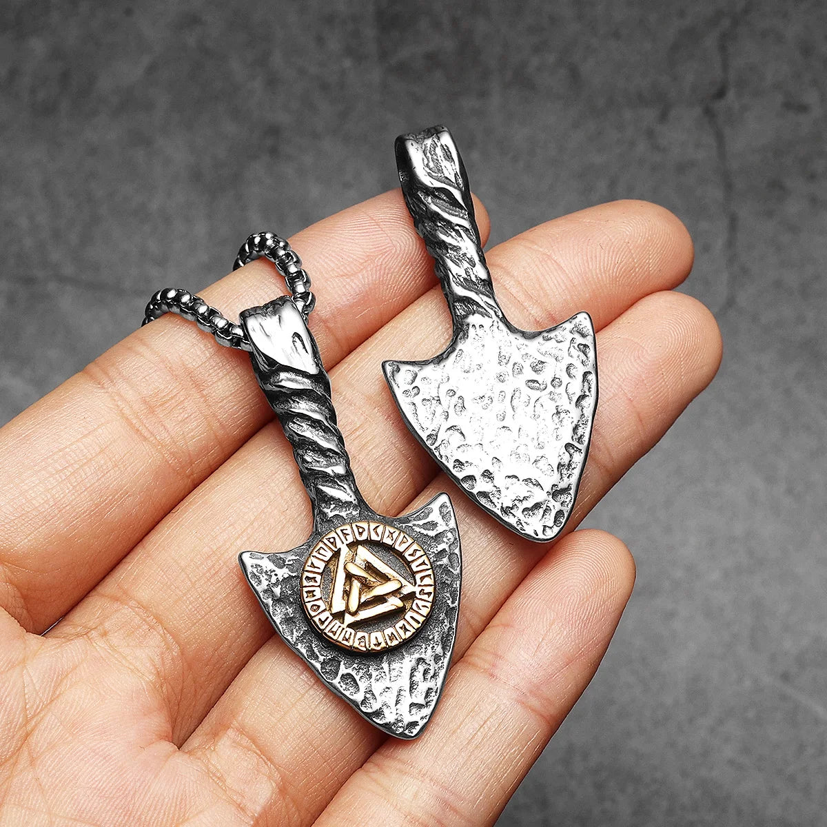 PENDRA Rune Spearhead Odin Steel Necklace